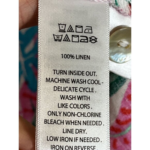 Cynthia Rowley Tropical Linen Tank Top Pink M Floral Preppy Chic Feminine Artsy - Picture 8 of 9